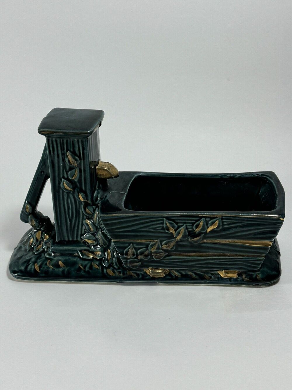 Shawnee Pottery USA 716 Water Pump Trough Planter Flower Vase Blue Green Ivy